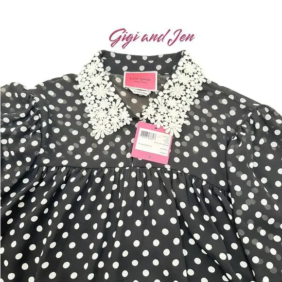 Kate spade Domino Dot Swing Dress Size Medium Black - Picture 8 of 9